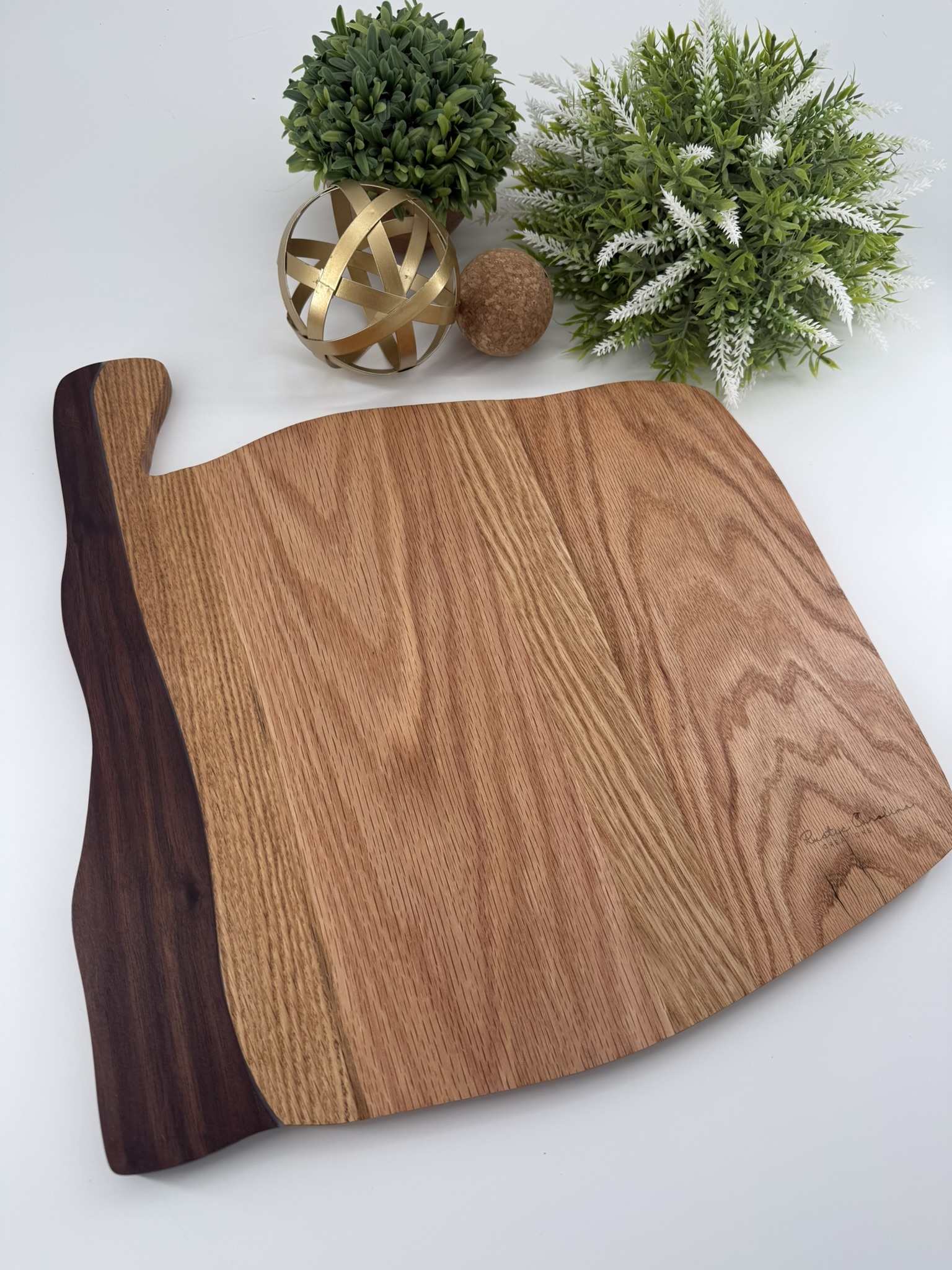 Detailed end grain cutting board handcrafted by Rustic Carolina Creations